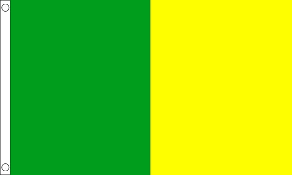 HALF/HALF PLAIN SUPPORTERS FLAG - GREEN/YELLOW