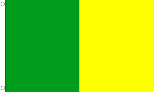 HALF/HALF PLAIN SUPPORTERS FLAG - GREEN/YELLOW