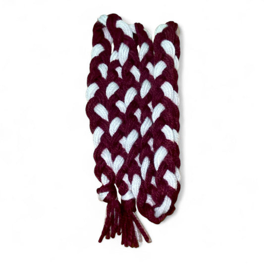 WOOL SUPPORTERS PLAIT - MAROON/WHITE