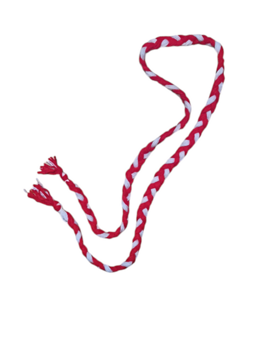 WOOL SUPPORTERS PLAIT - RED/WHITE