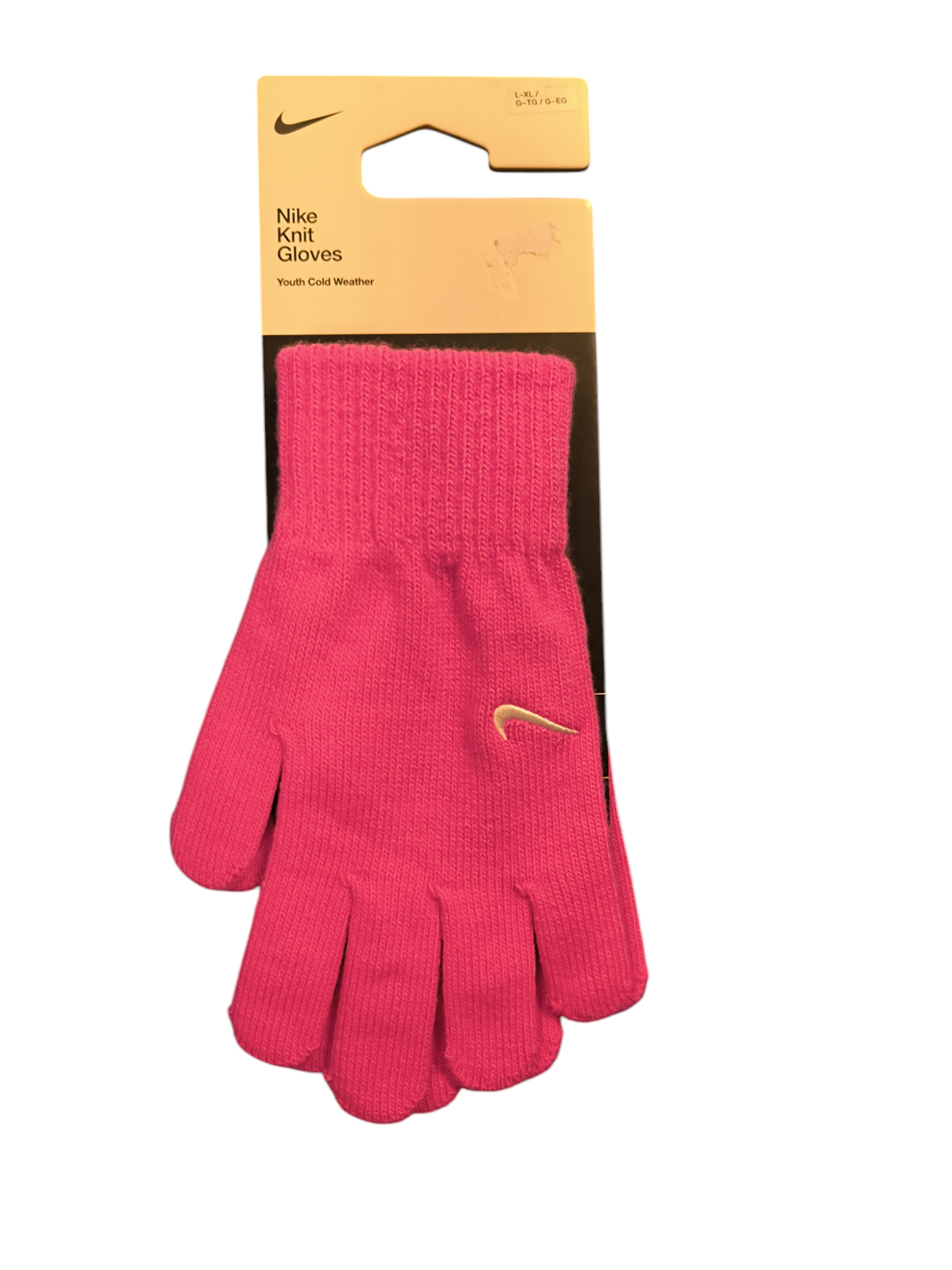 NIKE KNIT GLOVES (YOUTH L/XL) - PINK