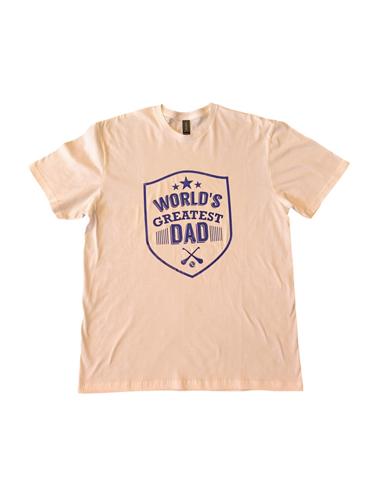 WORLDS GREATEST DAD T-SHIRT - WHITE/BLUE