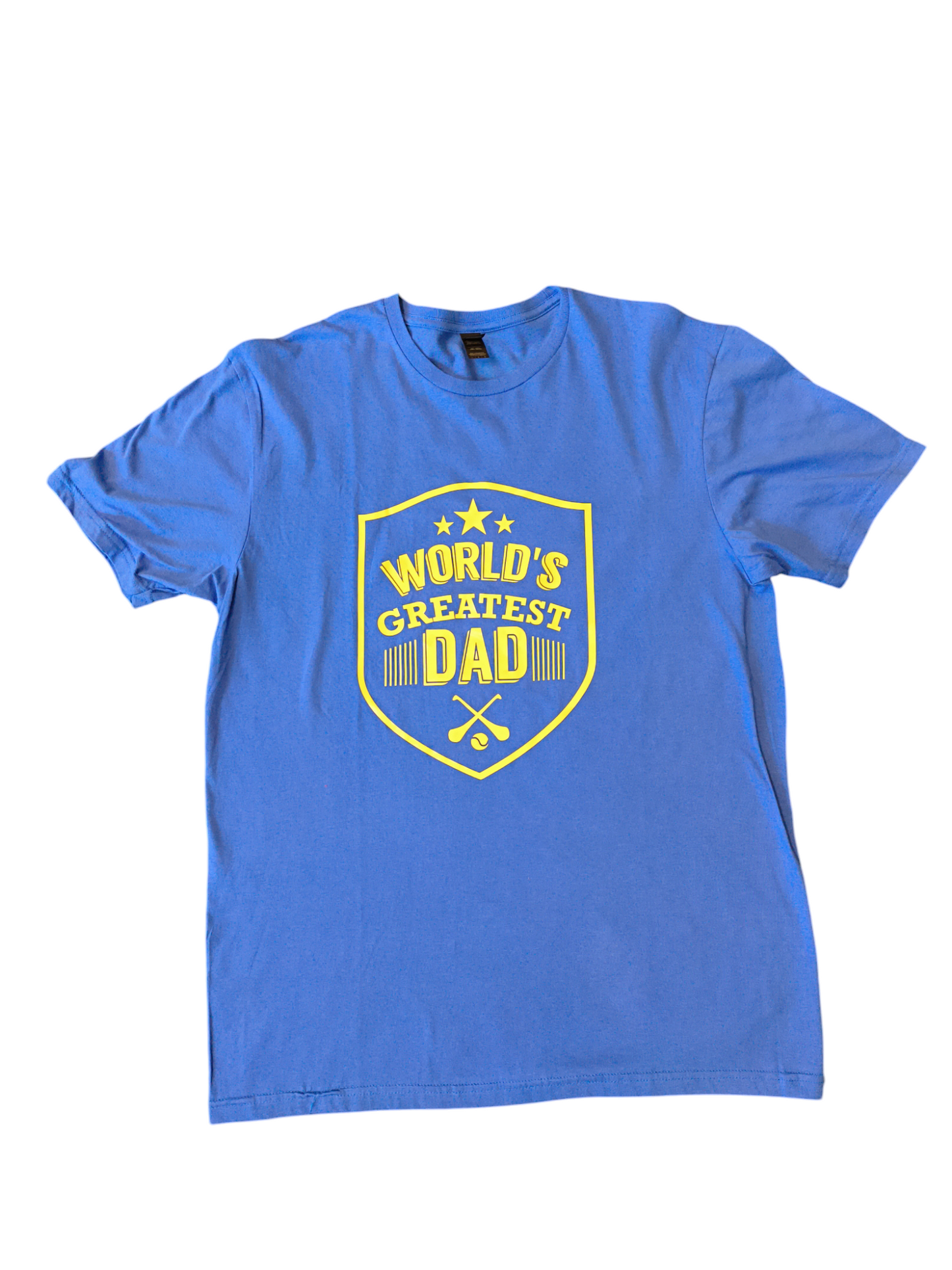 WORLDS GREATEST DAD T-SHIRT - BLUE/YELLOW