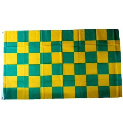 CHEQUERED SUPPORTERS FLAG - GREEN/YELLOW