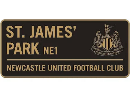 NEWCASTLE UNITED STREET SIGN - BLACK/GOLD