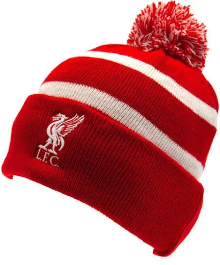 LIVERPOOL STRIPED BOBBLE HAT - RED