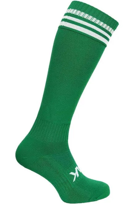 ATAK FOOTBALL SOCKS - GREEN & WHITE 3 STRIPE