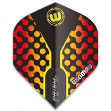 WINMAU PRISM ZETA DART FLIGHTS - BLACK/ORANGE/YELLOW .308