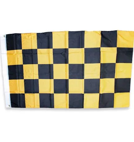 CHEQUERED SUPPORTERS FLAG - BLACK/AMBER