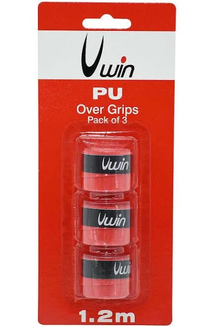 UWIN 3 PACK PU OVERGRIP- RED